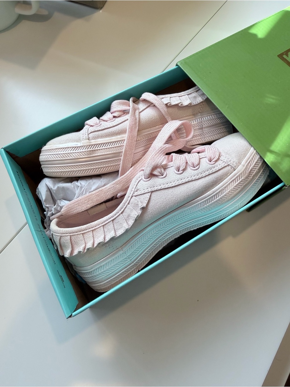 Keds KATE SPADE triple kick ruffle pink sneakers 11.5 m girls shoes new